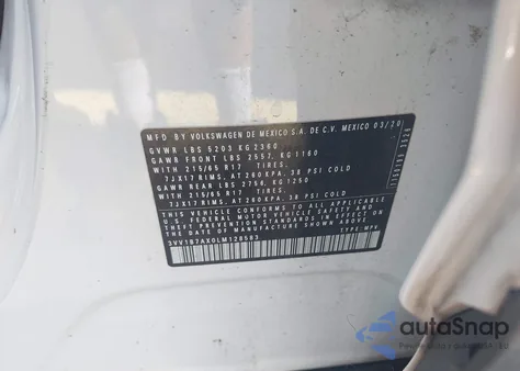 2020 Volkswagen Tiguan 2.0T S z USA, uszkodzony, nr VIN 3VV1B7AX0LM128583